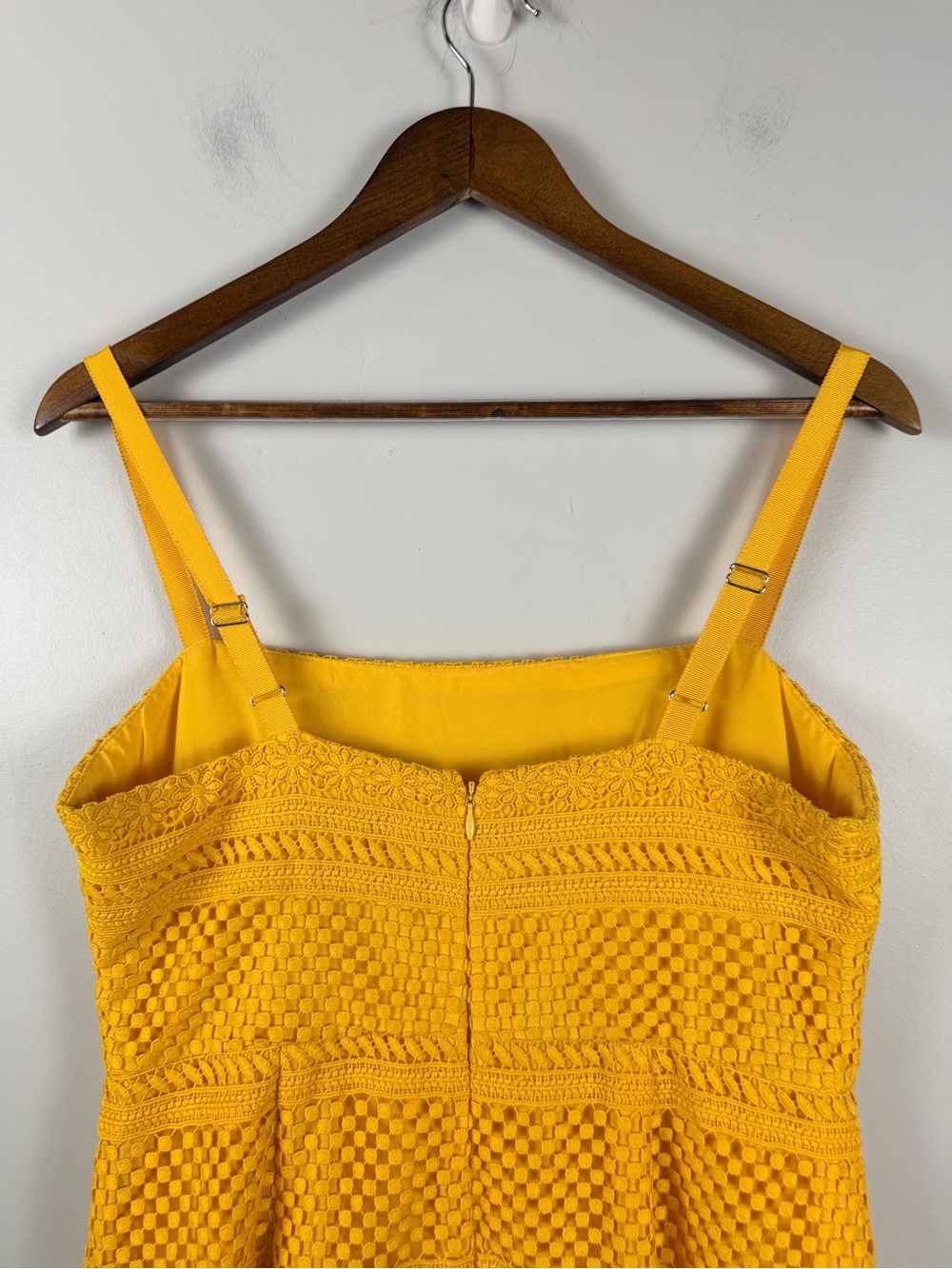 J. Crew Geometric Lace Sleeveless Midi Dress size 8 Canary Yellow - Picture 8 of 8